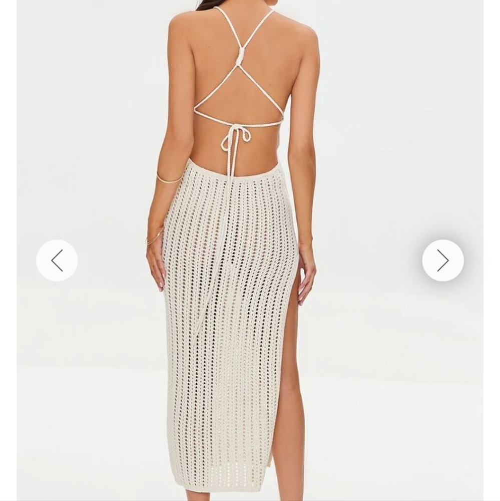 Sheer Crochet Midi Dress - Picture 4 of 10
